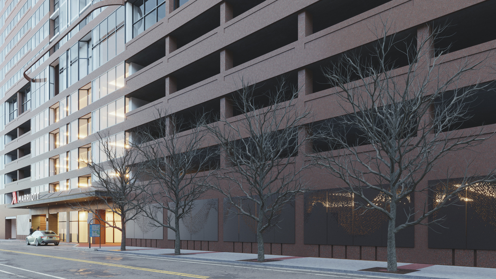 Building Façade — Evening View